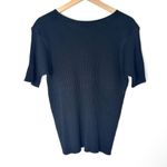 Classiques Entier Vintage  Black Ribbed 100% Silk Top Size L Quiet Luxury Classic Photo 6