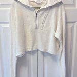 Lovers + Friends NWT medium terry zip up crop pullover off white Photo 0