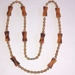 Vintage Slag Glass Industrial Age Marbled Tan Glass Beaded Boho Necklace Photo 4