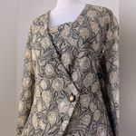 Vintage ‘80s Lilian Fell pour Prognostic Black & Gold Baroque Print Skirt Suit Size M Photo 4