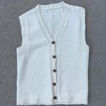 Vintage Cottagecore Cream Chunky Knit Boho Sweater Vest Medium? Photo 0