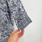 Sigrid Olsen  100% Linen Tunic Top Blue White Floral Paisley Print‎ Medium Luxury Photo 3