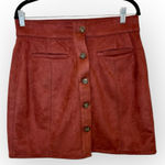 Maurice's  Maroon Faux Suede Button Front Mini Skirt Boho 70s Fall Style 12 Photo 0