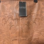 NEW Lauren Ralph Lauren Black Label Tooled Leather Pencil Skirt Sz 10 Brown Luxe Photo 2