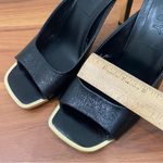 DKNY DNKY Arleen Black Textured Faux Leather Gold Embellished Slip On High Heels 10M Photo 8