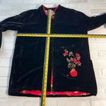 Chico's  Design 1‎ Jacket Womens Medium Black Velvet Floral Silk Rayon Toggle M 8 Photo 1