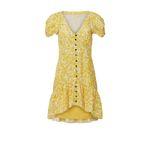 Wish  Golden Bloom Dress Women's Large Yellow Mini V-Neck Puff Sleeve Ruffle RTR Photo 14