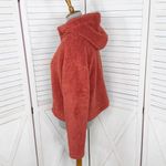 PINK - Victoria's Secret Pink Victoria’s Secret Funnel Neck Cropped Teddy Hoodie Jacket Rust Orange Small Photo 1