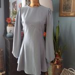 Boohoo  Dusty Blue Bust Detail Blouson Long Sleeve Jersey Skater Dress NWT Photo 7