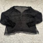 Handmade Gorgeous  Silk Black Delicate Sheer Lace Blouse Fairy Grunge Lacy Ruffle Photo 2
