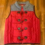 Ruff Hewn  Vest Large Red Black Cream Quilted Toggle and Zip Closure Pockets Photo 0