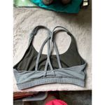 Lululemon Women's Energy Sports Bra Size 10 Gray Stripe Strappy Back Yoga Green Size L Photo 1