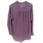 Free People  Love Her Madly Gauze Button Up Shirt Purple Oversized Tunic Top Photo 4
