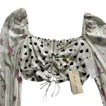 For Love & Lemons  Lucia Smocked Tie Long Sleeve Crop Top NWT Size XL Photo 7