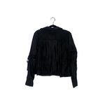 NEW! Western Fringe Soft Faux Suede Open Style Lined Jacket Coat M Black Size M Photo 4