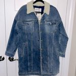 LNDN Landon Denim Sherpa Lined Denim Trench Coat Photo 2