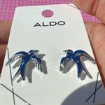 ALDO  spring swallow Blue Silver Enamel Bird Earrings studs Photo 1