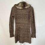 Vintage Say What USA Faux Fur Cardigan Sweater Women Size Medium Y2K Retro Brown Photo 7