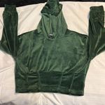 JOLIE & JOY Cropped Hoodie Sweater Womens Velour Green Pullover Long Sleeve SZ L Photo 5
