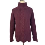 Lululemon  Chunky Cable Knit Turtleneck‎ Sweater Burgundy Cozy Pullover Womens 12 Photo 1
