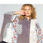 POL  Floral Patchwork Lace Button-Up Shirt - Oversized - Flower Buttons Size L Photo 9