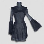 BCBGeneration  Gothic Bell Sleeve Dress Sheer Mesh Neck Floral Crochet Black sz 0 Photo 1