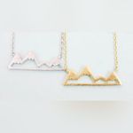 Boutique NEW Yellow Gold Plated Snowy Mountain Bar‎ Pendant Necklace, 16-18” Photo 6