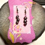 Handmade  Black Pearl and Chalcedony Drop Earrings Photo 2