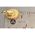 Vintage Pink Coral Gold Tone Clip On Earrings MCM Scalloped Edge Estate .75" Photo 4