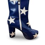Blue platform ankle boots with white stars wonderwoman go go women’s size 8 Photo 2