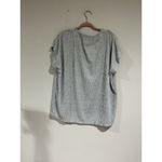 Jones New York Woman’s Jones Ny Blue White Short Sleeve Shirt Xxl Ribbed Knit V Neck Photo 2