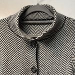 None Chic Black and White Herringbone Coat Jacket 3 Buttons Mock Neck Collar Size L Photo 5