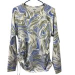 Hurley  Swim Shirt Marble Swirl Print Long Sleeve Ruched Drawstring Side Womens L Photo 7
