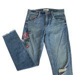 Loft  Painted Floral Modern Skinny Frayed Hemline Jeans Size 2 / 26 Photo 10