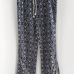 Cali 1850 Pants Size Medium Navy White Drawstring Wide Leg Linen Blend Photo 4