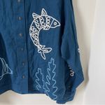 Free People  We The Free Tidal Stitch Button Down Shirt in Blue Photo 5