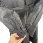 Max Mara Black Silk Fit Flare Midi Shirt Dress Belted Long Sleeve Dress Size 10 Photo 10