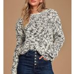 MINKPINK Harris White & Black Speck Printed Crewneck Sweater XS Photo 0