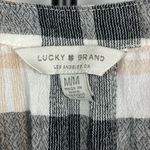 Lucky Brand  Black Peach‎ Plaid Flutter Sleeve Babydoll Blouse Photo 6