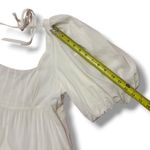 Anthropologie Cream Off-White Square-Neck Puff-Sleeve Tiered Dress – Large Photo 3