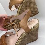 Vince Camuto  Brown & Gold open-toed Wedges Size 9 Photo 0