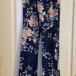 Umgee Blue Floral Rayon Wide Leg Pull On Pants Sz Medium Photo 1
