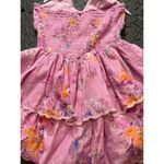 Love Shack Fancy  Aqua Pink Floral Ruffle Halter Dress Womens Size Small Photo 5