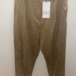 ZARA BEIGE Faux Suede High Pants TROUSERS Photo 5
