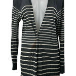 Ann Taylor LOFT Womens Gray Striped Long Sleeve Long Cardigan Sweater Top Size M Photo 0