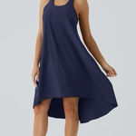 Halara NWT Breezeful Racerback Dress Womens Large Navy Hi-Low Midi Built In Bra Photo 0
