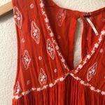 Free People  Diamond Embroidered Red Boho V Neck Top - Size XS Photo 1
