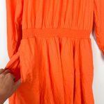 J.Crew Palermo Linen Smocked Waist Mini Dress Long Sleeve Orange Size Small Photo 4