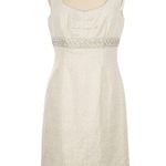 NWT Tahari by Arthur Levine Ivory White and Gold Shift Dress Size 12 Photo 0