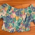 ZARA Floral Puff Sleeve Crop Top Photo 2